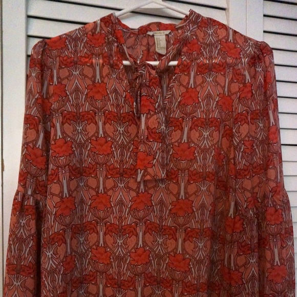 Forever 21 Coral Pink Polyester Blouse with Tie - Picture 1 of 3